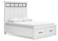 Ashbryn Queen Panel Storage Bed with Mirrored Dresser and Nightstand