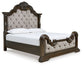Maylee California King Upholstered Bed with Mirrored Dresser, Chest and Nightstand