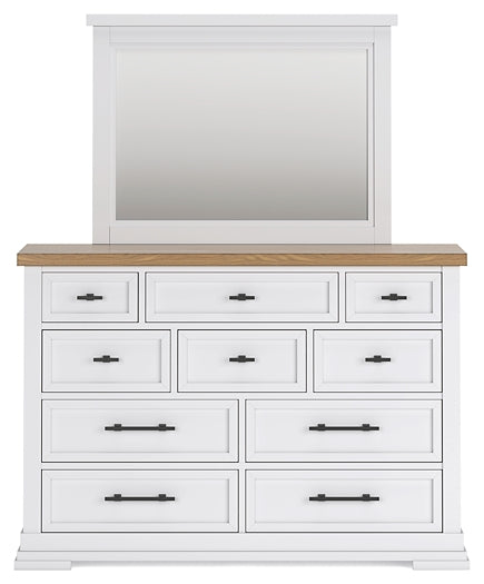 Ashbryn King Panel Storage Bed with Mirrored Dresser